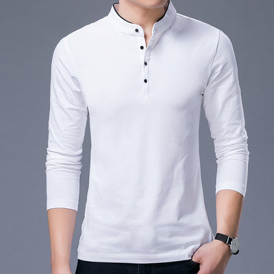Camiseta Manga Larga Cuello Mao de Algodón para Hombre
