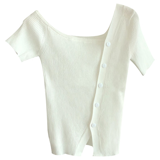 Blusa Blanca Asimétrica con Corte Irregular - Image 3