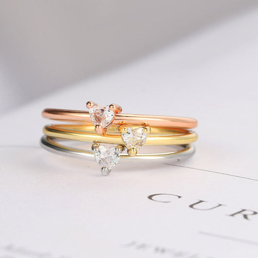 Anillo de Corazón Elegante para Mujer con Circonia y Baño de Oro Real - Image 3