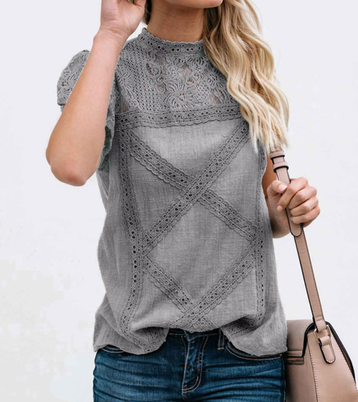 Blusa de Encaje de Manga Corta - Image 7