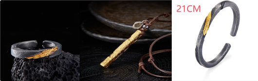 Pulsera Plata Pura para Hombre Personalizada Estilo Retro con Baño de Oro 24K - Image 12