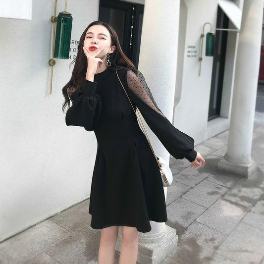 Vestido con Mangas Plisadas Combinadas