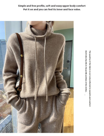 Suéter de Cuello Alto en Cashmira para Otoño e Invierno - Pullover Holgado y Grueso para Mujer - Image 12