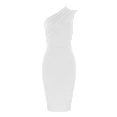 Vestido Elegante con Hombro Descubierto y Cintura Definida