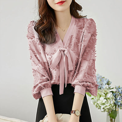 Blusa Chiffon con Mangas Farol y Moño - Corte Holgado y Estilizador - Image 17