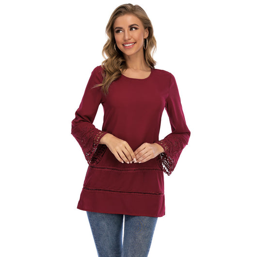 Blusa de Chifón Calado con Estampado Cuadros - Image 10