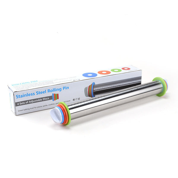 Rodillo para Masa de Acero Inoxidable con Escala de Espesor Ajustable