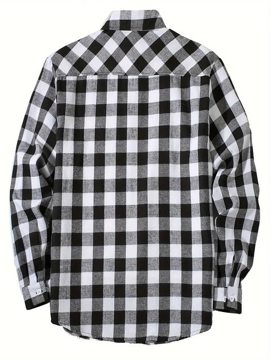 Camisa Cuadriculada Holgada de Polar para Hombre - Image 30