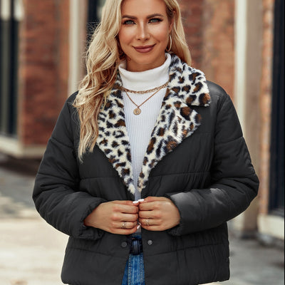 Abrigo Acolchado de Algodón con Cuello Tipo Polo para Mujer - Image 4