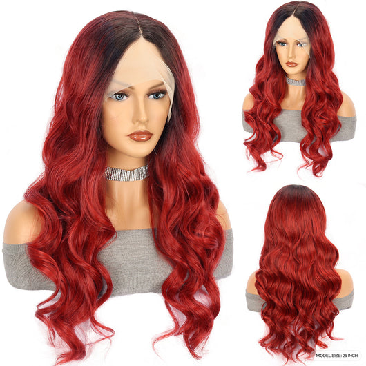 Peluca Larga Ondas Grandes Rojo Intenso - Fibra Sintética Premium - Image 9