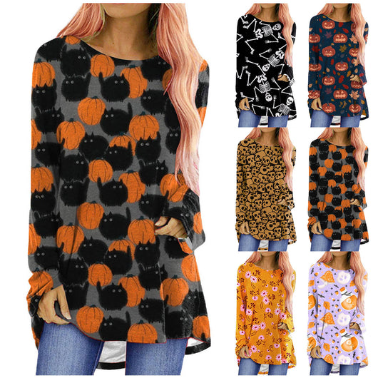 Playera Manga Larga Estampado Temática Halloween para Mujer - Image 9