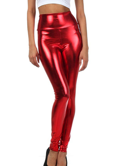 Pantalones de Cuero Brillante Cintura Alta para Mujer - Image 7