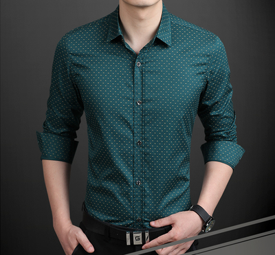 Camisa Elegante para Hombre Lunares Manga Larga Slim Fit Tallas M-5XL - Image 6