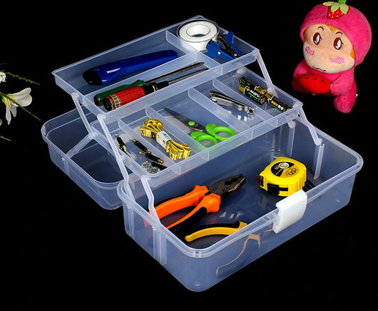 Caja de herramientas artística de 2 niveles con compartimentos - Image 7