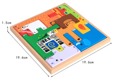Bloques de Madera Infantiles 3D Animales - Juguetes Educativos Apilables de Madera de Haya - Image 4