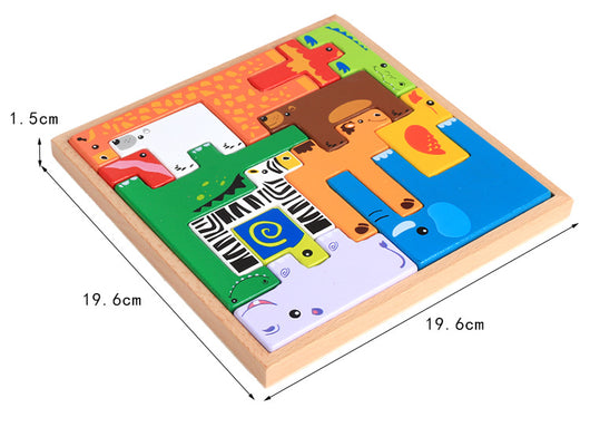 Bloques de Madera Infantiles 3D Animales - Juguetes Educativos Apilables de Madera de Haya - Image 4