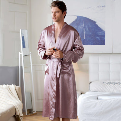 Cardigan Tipo Seda para Casa - Bata Larga de Descanso para Hombre