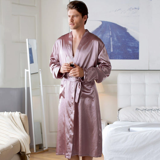 Cardigan Tipo Seda para Casa - Bata Larga de Descanso para Hombre