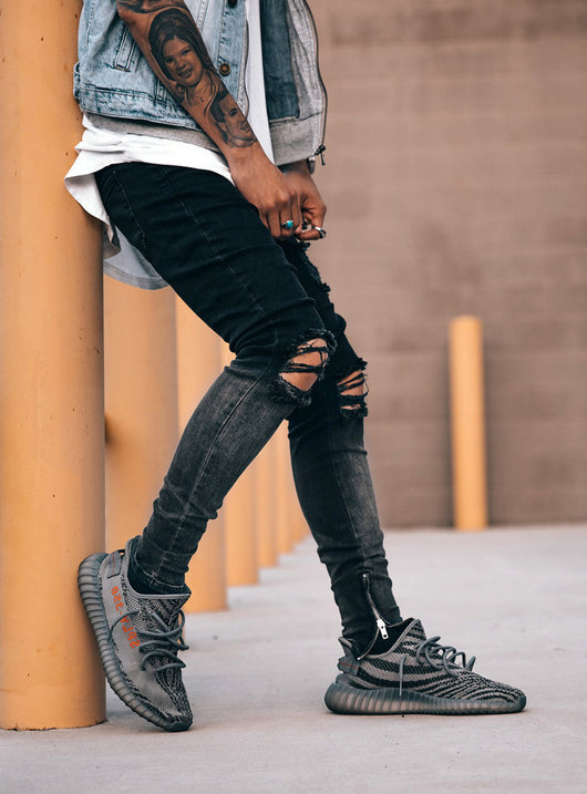 Pantalones para Hombre con Cierre de Cremallera en Tobillo Desgarrado - Image 10