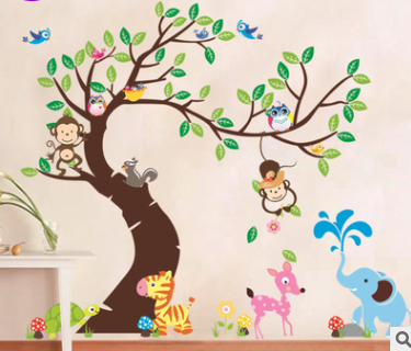 Adhesivos Decorativos Infantiles Búho y Mono - Pegatinas Removibles para Habitación