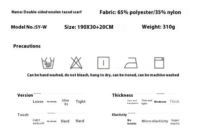 Bufanda Reversible de Lana Doble Faz con Borlas - Colores Sólidos - Image 21