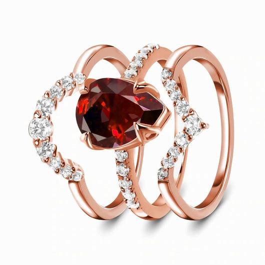 Anillo de Plata Esterlina con Zirconia en Tres Niveles y Detalles en Oro Rosado - Image 3