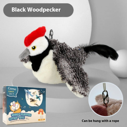 Brown plush bird pet toy with a hook for hanging, featuring a realistic design and bite-resistant material. - Image 11