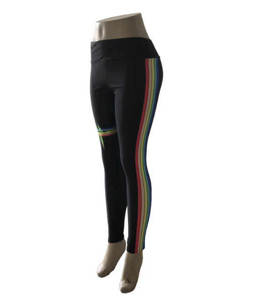 Leggings Deportivos con Rayas Arcoíris - Pantalón Yoga Elástico y Ajustado - Image 3