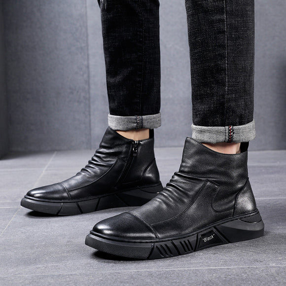 Botas Militares de Cuero para Hombre - Botines Tácticos de Media Caña
