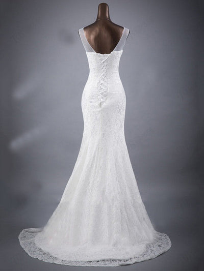 Vestido de Novia Slim Encaje Delicado con Detalle de Cola Doble - Image 3