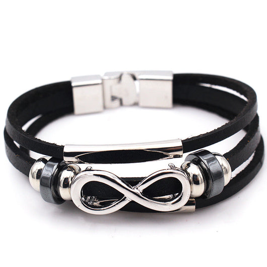 Pulsera Retro de Cuero para Hombre con Símbolo de Infinito - Image 10