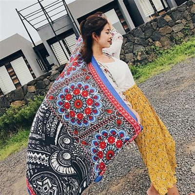 Pareo Étnico de Algodón y Lino - Toalla de Playa Oversized para Viajes - Image 22
