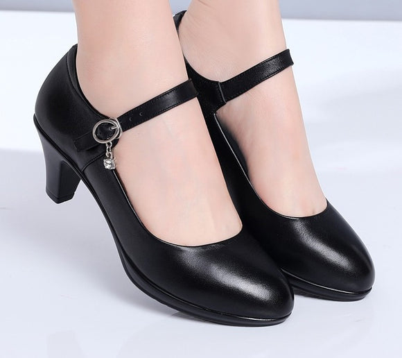 Zapatos Blancos de Tacón Medio para Mujer