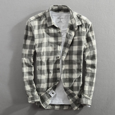 Camisa de Cuadros Manga Larga para Hombre - Algodón Lavado Efecto Vintage - Image 16