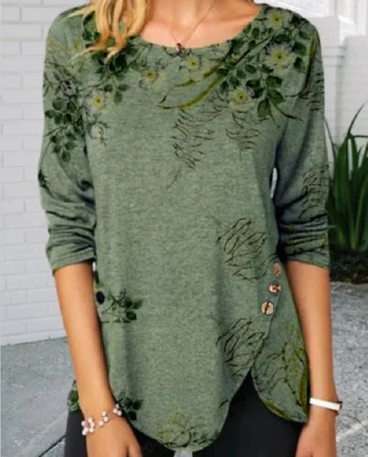 Blusa Estampada Cuello Redondo Manga Larga para Mujer - Image 4
