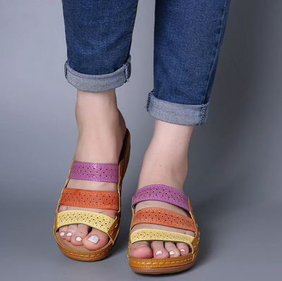 Pantuflas Grandes para Mujer con Diseño Calado y Costuras Arcoíris - Image 5