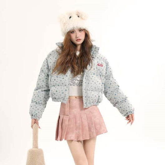 Abrigo Acolchado de Algodón con Estampado Floral Estilo Americano - Image 3