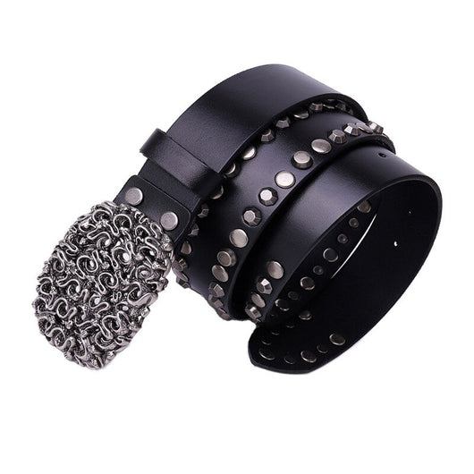Cinturón de Cuero Genuino con Remaches para Hombre - Estilo Trend