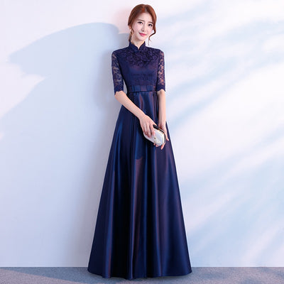 Vestido Largo Elegante de Manga Larga Negro para Eventos Corporativos - Image 9