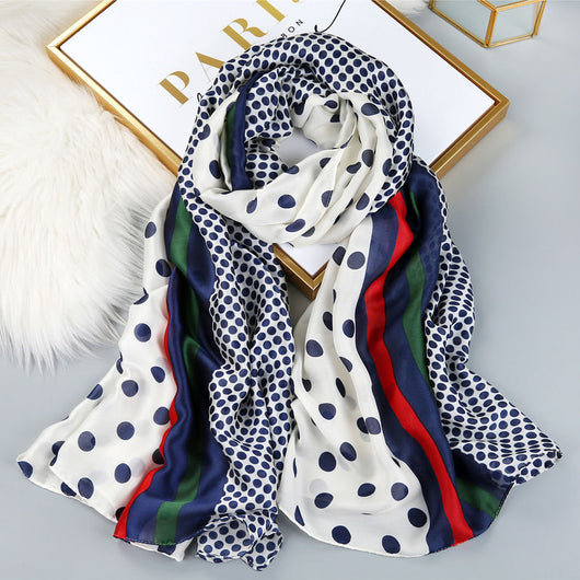 Pañuelo de Seda con Estampado de Lunares
