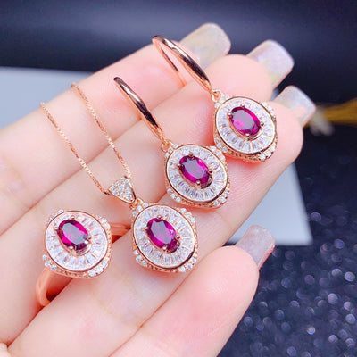 Conjunto de Anillo, Dije y Aretes de Granate de Magnesio y Aluminio - Image 8