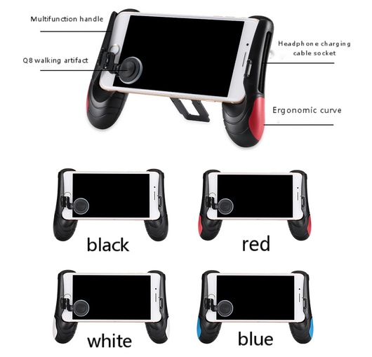 Black mobile game handle with an attached joystick and trigger buttons, holding a smartphone displaying a game. - Image 3