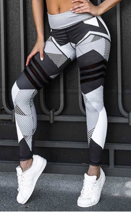 Pantalones de yoga ajustados con estampado geométrico