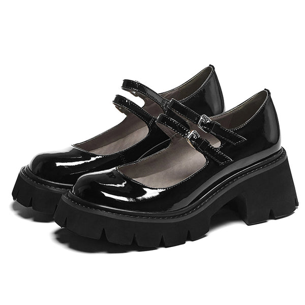 Zapatos de Cuero con Punta Redonda