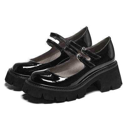 Zapatos de Cuero con Punta Redonda