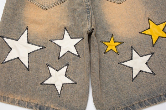 Shorts de Mezclilla con Parche Bordado Pentagrama para Hombre - Image 17