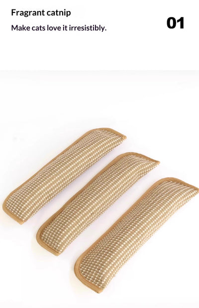Beige and off-white woven catnip pillow toy, 34cm long and 9.5cm wide, with soft beige trim. - Image 10