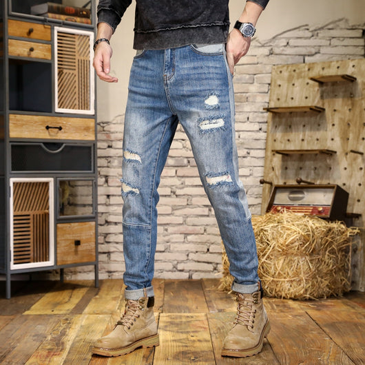 Jeans Slim Fit Rectos con Detalles de Rotos y Contraste de Color - Image 15