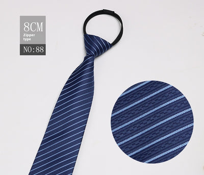 Corbata Negra Rayada Azul con Cierre Rápido - Corbata Ejecutiva Lazy Zip - Image 89