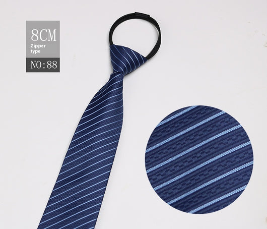 Corbata Negra Rayada Azul con Cierre Rápido - Corbata Ejecutiva Lazy Zip - Image 89
